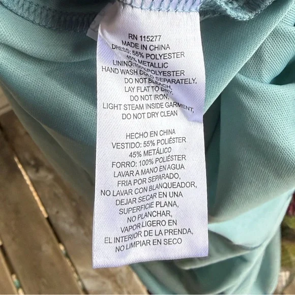 🆕 Ignite Evenings Metallic Floral Maxi Dress Size 16 Teal Gold Gown Pleated Prom - Picture 16 of 16